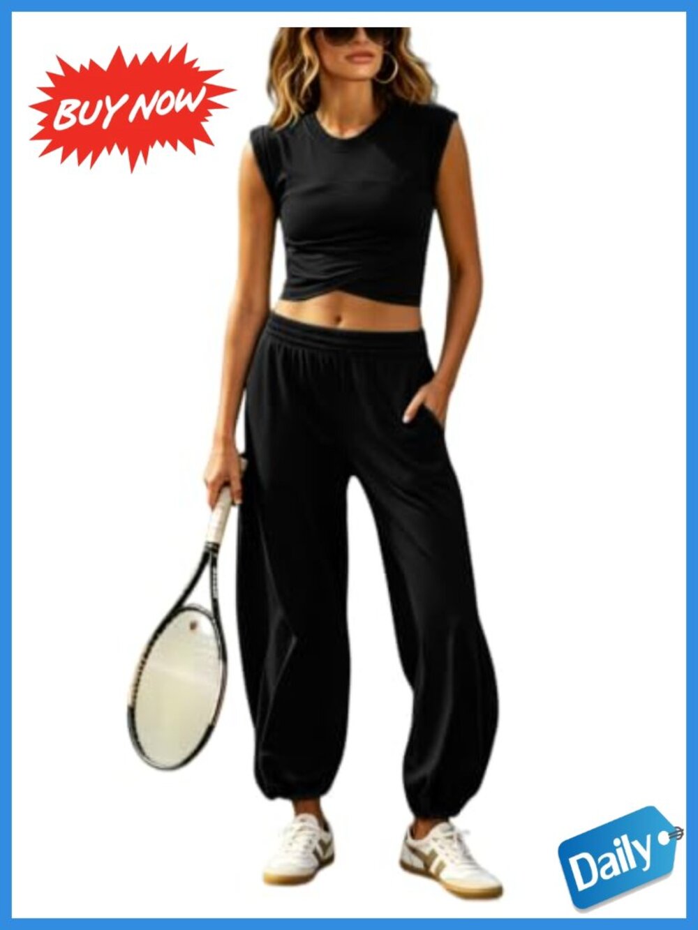 Women's 2-Piece Tracksuit Set Cropped Tee & High Rise Wide Leg Pants